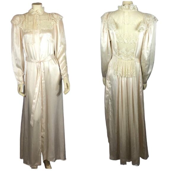 Vintage Victoria’s Secret gold label lace Victorian Edwardian robe size small - Picture 1 of 12